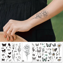 Load image into Gallery viewer, Vintage Personalized Butterfly Flower Tattoo Stickers Waterproof Long Lasting Tattoo Stickers Temporary Body Art Tattoo
