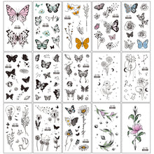 Load image into Gallery viewer, Vintage Personalized Butterfly Flower Tattoo Stickers Waterproof Long Lasting Tattoo Stickers Temporary Body Art Tattoo
