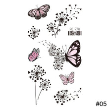 Load image into Gallery viewer, Vintage Personalized Butterfly Flower Tattoo Stickers Waterproof Long Lasting Tattoo Stickers Temporary Body Art Tattoo
