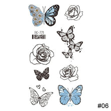 Load image into Gallery viewer, Vintage Personalized Butterfly Flower Tattoo Stickers Waterproof Long Lasting Tattoo Stickers Temporary Body Art Tattoo
