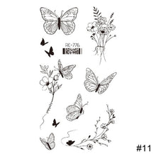 Load image into Gallery viewer, Vintage Personalized Butterfly Flower Tattoo Stickers Waterproof Long Lasting Tattoo Stickers Temporary Body Art Tattoo
