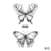 Load image into Gallery viewer, Vintage Personalized Butterfly Flower Tattoo Stickers Waterproof Long Lasting Tattoo Stickers Temporary Body Art Tattoo
