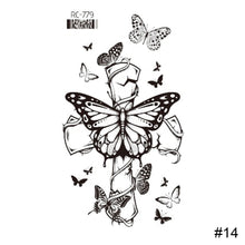 Load image into Gallery viewer, Vintage Personalized Butterfly Flower Tattoo Stickers Waterproof Long Lasting Tattoo Stickers Temporary Body Art Tattoo
