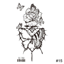 Load image into Gallery viewer, Vintage Personalized Butterfly Flower Tattoo Stickers Waterproof Long Lasting Tattoo Stickers Temporary Body Art Tattoo
