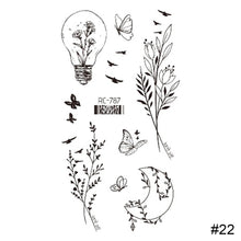 Load image into Gallery viewer, Vintage Personalized Butterfly Flower Tattoo Stickers Waterproof Long Lasting Tattoo Stickers Temporary Body Art Tattoo
