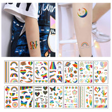 Load image into Gallery viewer, Colorful Rainbow Tattoo Stickers Temporary Body Art Tattoo Transfer Stickers Waterproof Long Lasting Tattoo Stickers
