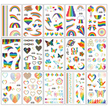 Load image into Gallery viewer, Colorful Rainbow Tattoo Stickers Temporary Body Art Tattoo Transfer Stickers Waterproof Long Lasting Tattoo Stickers
