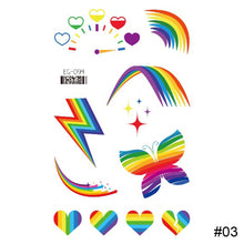 Load image into Gallery viewer, Colorful Rainbow Tattoo Stickers Temporary Body Art Tattoo Transfer Stickers Waterproof Long Lasting Tattoo Stickers
