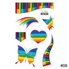 Load image into Gallery viewer, Colorful Rainbow Tattoo Stickers Temporary Body Art Tattoo Transfer Stickers Waterproof Long Lasting Tattoo Stickers
