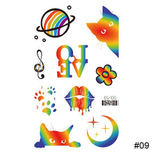 Load image into Gallery viewer, Colorful Rainbow Tattoo Stickers Temporary Body Art Tattoo Transfer Stickers Waterproof Long Lasting Tattoo Stickers
