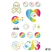 Load image into Gallery viewer, Colorful Rainbow Tattoo Stickers Temporary Body Art Tattoo Transfer Stickers Waterproof Long Lasting Tattoo Stickers
