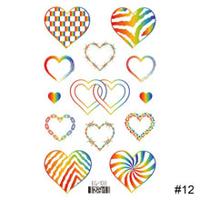 Load image into Gallery viewer, Colorful Rainbow Tattoo Stickers Temporary Body Art Tattoo Transfer Stickers Waterproof Long Lasting Tattoo Stickers
