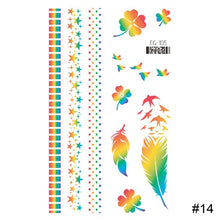 Load image into Gallery viewer, Colorful Rainbow Tattoo Stickers Temporary Body Art Tattoo Transfer Stickers Waterproof Long Lasting Tattoo Stickers
