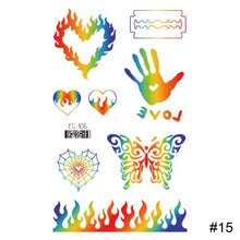 Load image into Gallery viewer, Colorful Rainbow Tattoo Stickers Temporary Body Art Tattoo Transfer Stickers Waterproof Long Lasting Tattoo Stickers

