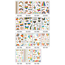Load image into Gallery viewer, Colorful Rainbow Tattoo Stickers Temporary Body Art Tattoo Transfer Stickers Waterproof Long Lasting Tattoo Stickers
