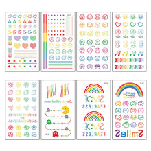 Load image into Gallery viewer, Small Fresh Colorful Tattoo Stickers Lovely Smiling Face Rainbow Line Waterproof Tattoo Stickers Body Art Tattoo
