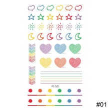 Load image into Gallery viewer, Small Fresh Colorful Tattoo Stickers Lovely Smiling Face Rainbow Line Waterproof Tattoo Stickers Body Art Tattoo
