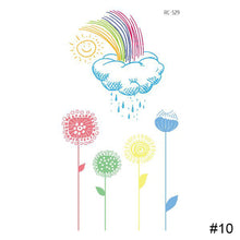 Load image into Gallery viewer, Small Fresh Colorful Tattoo Stickers Lovely Smiling Face Rainbow Line Waterproof Tattoo Stickers Body Art Tattoo
