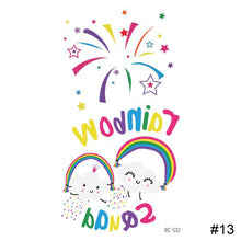 Load image into Gallery viewer, Small Fresh Colorful Tattoo Stickers Lovely Smiling Face Rainbow Line Waterproof Tattoo Stickers Body Art Tattoo

