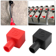 Load image into Gallery viewer, 2Pcs Universal Square Motorcycle Car Battery Terminals Rubber Covers Battery Terminals Protection Sleeve Positive Negative Pole Cover
