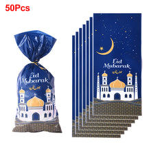 Load image into Gallery viewer, 50Pcs Eid Mubarak Gift Bags Plastic Cookie Candy Bag Castle Moon Pattern Islamic Treat Bags Ramadan Decoration Party
