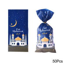 Load image into Gallery viewer, 50Pcs Eid Mubarak Gift Bags Plastic Cookie Candy Bag Castle Moon Pattern Islamic Treat Bags Ramadan Decoration Party
