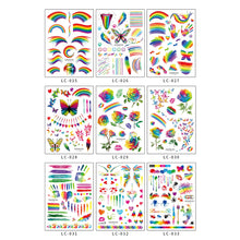 Load image into Gallery viewer, Colorful Waterproof Rainbow Tattoo Stickers Striped Love Face Stickers Temporary Body Art Tattoo Stickers
