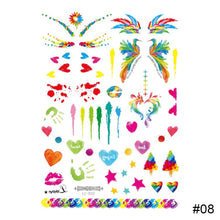 Load image into Gallery viewer, Colorful Waterproof Rainbow Tattoo Stickers Striped Love Face Stickers Temporary Body Art Tattoo Stickers
