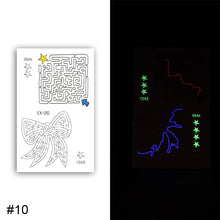 Load image into Gallery viewer, Colorful Luminous Tattoo Sticker Waterproof Long Lasting Luminous Tattoo Sticker Temporary Body Art Tattoo
