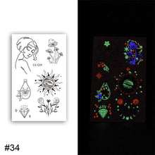 Load image into Gallery viewer, Colorful Luminous Tattoo Sticker Waterproof Long Lasting Luminous Tattoo Sticker Temporary Body Art Tattoo
