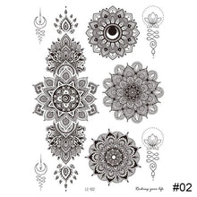 Load image into Gallery viewer, Black Tattoo Sticker Vintage Datura Flower Tattoo Sticker Waterproof Long Lasting Body Art Tattoo Sticker
