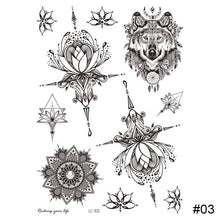 Load image into Gallery viewer, Black Tattoo Sticker Vintage Datura Flower Tattoo Sticker Waterproof Long Lasting Body Art Tattoo Sticker
