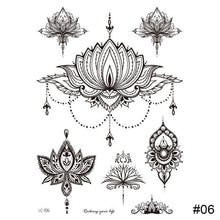 Load image into Gallery viewer, Black Tattoo Sticker Vintage Datura Flower Tattoo Sticker Waterproof Long Lasting Body Art Tattoo Sticker
