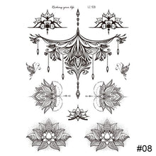 Load image into Gallery viewer, Black Tattoo Sticker Vintage Datura Flower Tattoo Sticker Waterproof Long Lasting Body Art Tattoo Sticker
