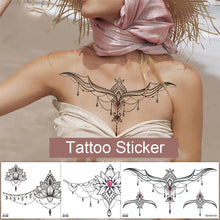 Load image into Gallery viewer, Simple Black White Flower Tattoo Sticker Waterproof Long Lasting Chest Tattoo Sticker Temporary Body Art Tattoo
