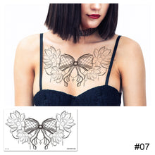 Load image into Gallery viewer, Simple Black White Flower Tattoo Sticker Waterproof Long Lasting Chest Tattoo Sticker Temporary Body Art Tattoo
