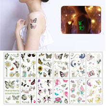 Load image into Gallery viewer, Butterfly Luminous Tattoo Sticker Waterproof Long Lasting Funny Luminous Tattoo Sticker Body Art Tattoo for Kids
