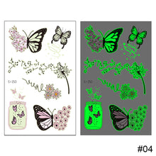 Load image into Gallery viewer, Butterfly Luminous Tattoo Sticker Waterproof Long Lasting Funny Luminous Tattoo Sticker Body Art Tattoo for Kids
