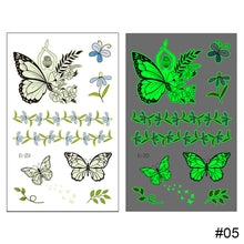 Load image into Gallery viewer, Butterfly Luminous Tattoo Sticker Waterproof Long Lasting Funny Luminous Tattoo Sticker Body Art Tattoo for Kids
