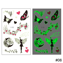 Load image into Gallery viewer, Butterfly Luminous Tattoo Sticker Waterproof Long Lasting Funny Luminous Tattoo Sticker Body Art Tattoo for Kids
