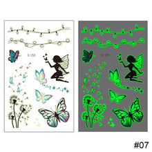 Load image into Gallery viewer, Butterfly Luminous Tattoo Sticker Waterproof Long Lasting Funny Luminous Tattoo Sticker Body Art Tattoo for Kids
