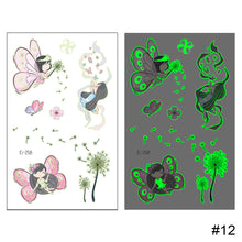 Load image into Gallery viewer, Butterfly Luminous Tattoo Sticker Waterproof Long Lasting Funny Luminous Tattoo Sticker Body Art Tattoo for Kids
