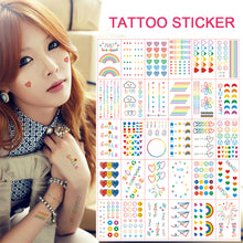 Load image into Gallery viewer, 30pcs/set Colorful Tattoo Stickers Waterproof Temporary Rainbow Line Cute Love Tattoo Stickers Body Art Tattoo
