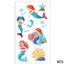 Load image into Gallery viewer, Cartoon Mermaid Tattoo Sticker Waterproof Sweatproof Cute Funny Tattoo Sticker Temporary Body Art Tattoo for Kids
