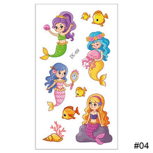 Load image into Gallery viewer, Cartoon Mermaid Tattoo Sticker Waterproof Sweatproof Cute Funny Tattoo Sticker Temporary Body Art Tattoo for Kids
