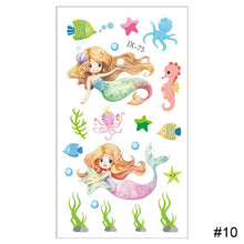 Load image into Gallery viewer, Cartoon Mermaid Tattoo Sticker Waterproof Sweatproof Cute Funny Tattoo Sticker Temporary Body Art Tattoo for Kids
