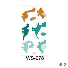 Load image into Gallery viewer, Cartoon Dinosaur Tattoo Sticker Cute Funny Waterproof Sweatproof Tattoo Sticker Temporary Body Art Tattoo for Boys
