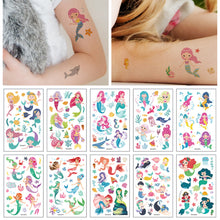 Load image into Gallery viewer, Children Waterproof Sweatproof Tattoo Sticker Cartoon Mermaid Tattoo Sticker Cute Funny Temporary Body Art Tattoo

