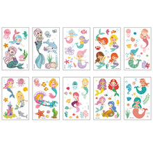 Load image into Gallery viewer, Children Waterproof Sweatproof Tattoo Sticker Cartoon Mermaid Tattoo Sticker Cute Funny Temporary Body Art Tattoo
