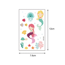 Load image into Gallery viewer, Children Waterproof Sweatproof Tattoo Sticker Cartoon Mermaid Tattoo Sticker Cute Funny Temporary Body Art Tattoo
